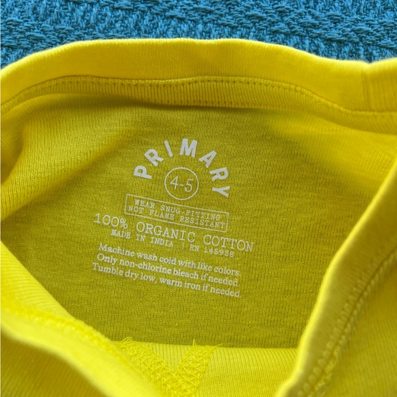 Primary Organic Long-Sleeve PJ Top & Pant in Sunshine, Size 4-5, EUC - Picture 5 of 12
